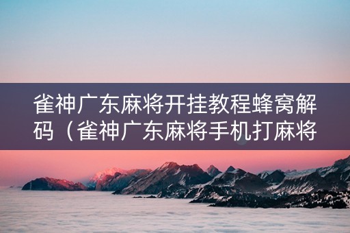 雀神广东麻将开挂教程蜂窝解码（雀神广东麻将手机打麻将开挂方法）