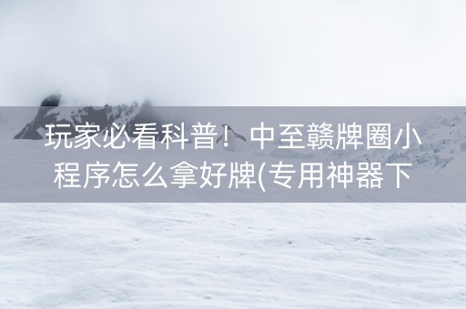 玩家必看科普！中至赣牌圈小程序怎么拿好牌(专用神器下载)