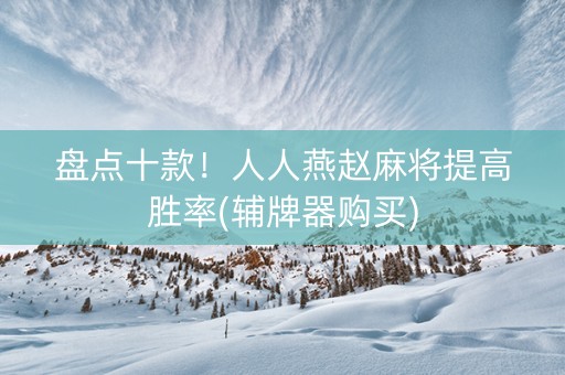 盘点十款！人人燕赵麻将提高胜率(辅牌器购买)