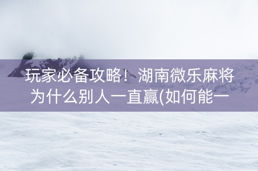 玩家必备攻略！湖南微乐麻将为什么别人一直赢(如何能一直赢)