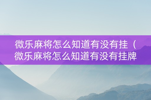 微乐麻将怎么知道有没有挂（微乐麻将怎么知道有没有挂牌）