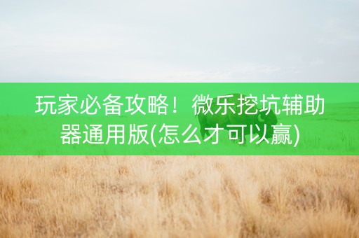 玩家必备攻略！微乐挖坑辅助器通用版(怎么才可以赢)
