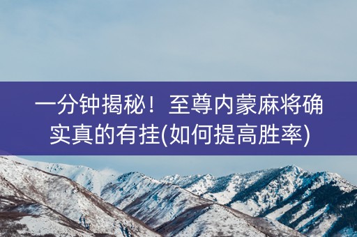 一分钟揭秘！至尊内蒙麻将确实真的有挂(如何提高胜率)