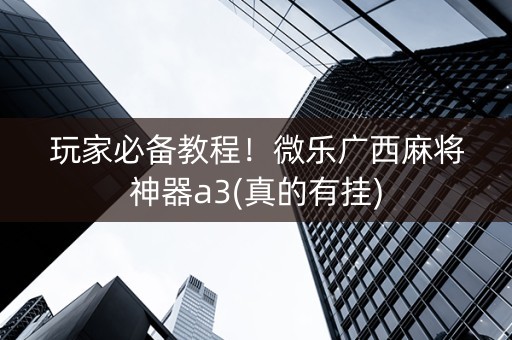 玩家必备教程！微乐广西麻将神器a3(真的有挂)