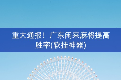 重大通报！广东闲来麻将提高胜率(软挂神器)