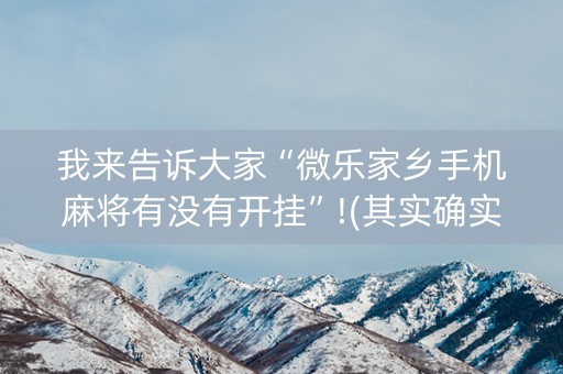 我来告诉大家“微乐家乡手机麻将有没有开挂”!(其实确实有挂)-知乎