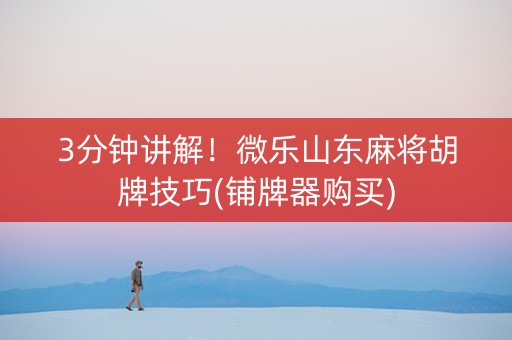 3分钟讲解！微乐山东麻将胡牌技巧(铺牌器购买)