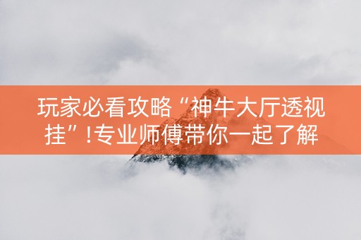 玩家必看攻略“神牛大厅透视挂”!专业师傅带你一起了解（详细教程）-知乎
