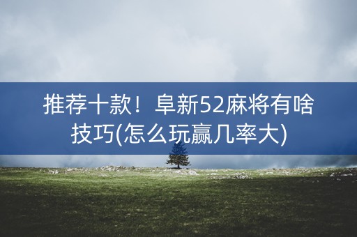 推荐十款！阜新52麻将有啥技巧(怎么玩赢几率大)