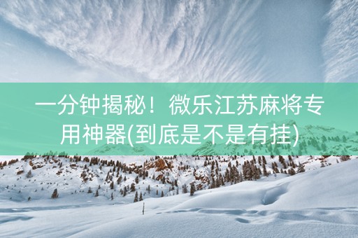 一分钟揭秘！微乐江苏麻将专用神器(到底是不是有挂)