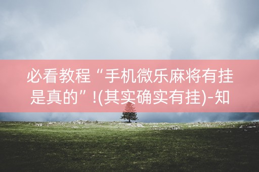 必看教程“手机微乐麻将有挂是真的”!(其实确实有挂)-知乎