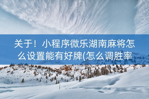 关于！小程序微乐湖南麻将怎么设置能有好牌(怎么调胜率)