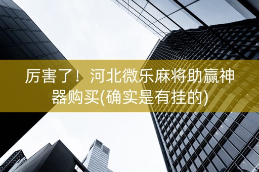 厉害了！河北微乐麻将助赢神器购买(确实是有挂的)