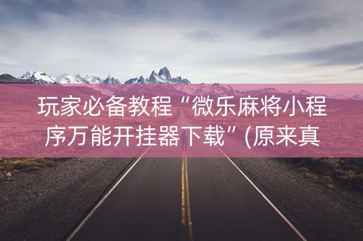 玩家必备教程“微乐麻将小程序万能开挂器下载”(原来真的有挂)-知乎