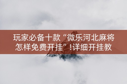 玩家必备十款“微乐河北麻将怎样免费开挂”!详细开挂教程-知乎
