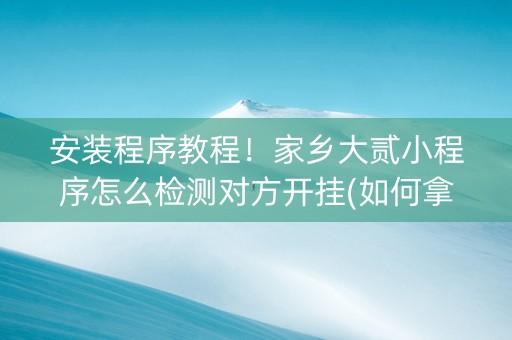 安装程序教程！家乡大贰小程序怎么检测对方开挂(如何拿好牌)