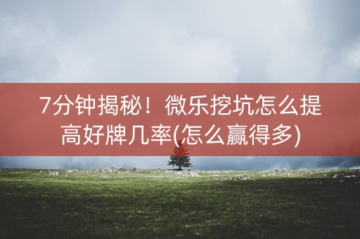 7分钟揭秘！微乐挖坑怎么提高好牌几率(怎么赢得多)