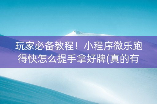玩家必备教程！小程序微乐跑得快怎么提手拿好牌(真的有挂确实有挂)
