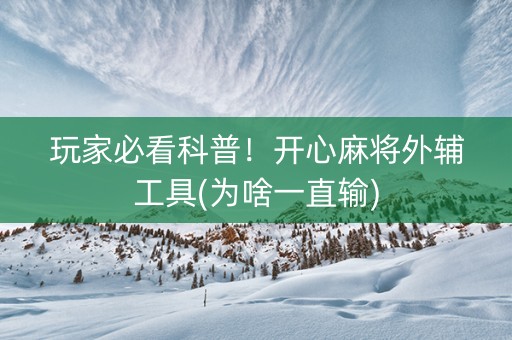 玩家必看科普！开心麻将外辅工具(为啥一直输)