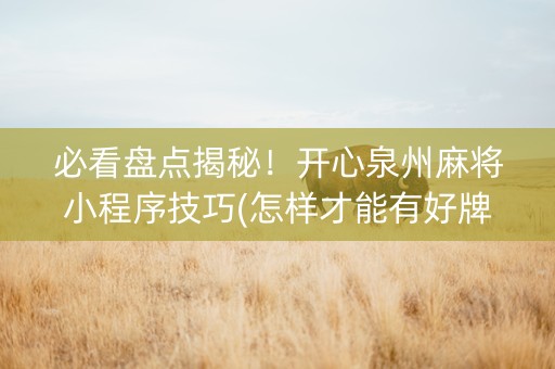 必看盘点揭秘！开心泉州麻将小程序技巧(怎样才能有好牌)