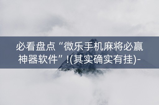 必看盘点“微乐手机麻将必赢神器软件”!(其实确实有挂)-知乎