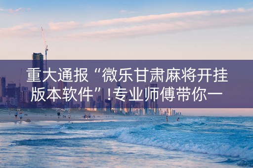 重大通报“微乐甘肃麻将开挂版本软件”!专业师傅带你一起了解（详细教程）-知乎