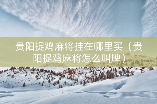 贵阳捉鸡麻将挂在哪里买（贵阳捉鸡麻将怎么叫牌）
