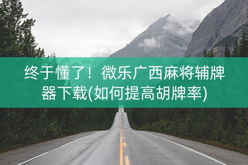 终于懂了！微乐广西麻将辅牌器下载(如何提高胡牌率)