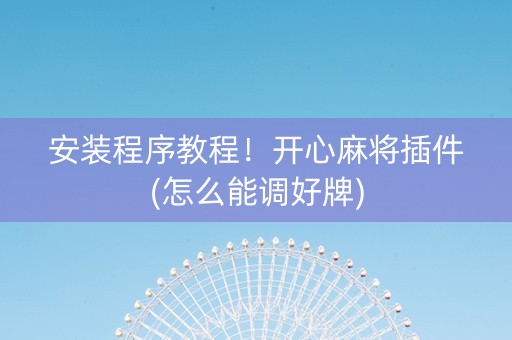 安装程序教程！开心麻将插件(怎么能调好牌)