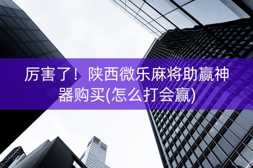 厉害了！陕西微乐麻将助赢神器购买(怎么打会赢)