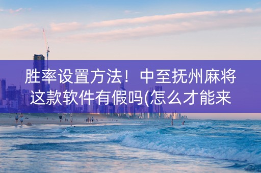 胜率设置方法！中至抚州麻将这款软件有假吗(怎么才能来好牌)
