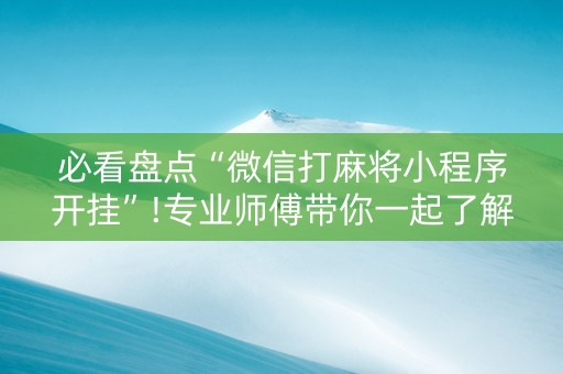 必看盘点“微信打麻将小程序开挂”!专业师傅带你一起了解（详细教程）-知乎