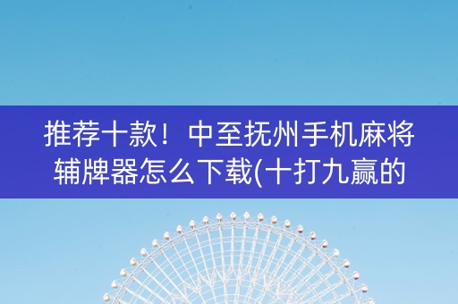 推荐十款！中至抚州手机麻将辅牌器怎么下载(十打九赢的打法)