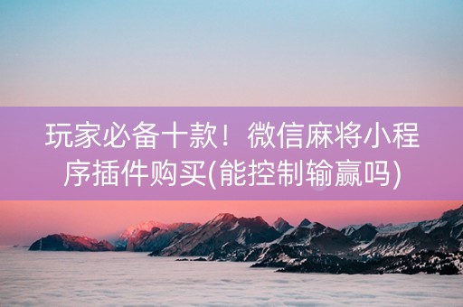 玩家必备十款！微信麻将小程序插件购买(能控制输赢吗)