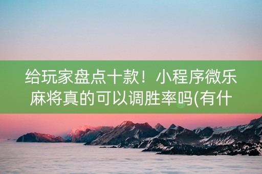 给玩家盘点十款！小程序微乐麻将真的可以调胜率吗(有什么技巧)