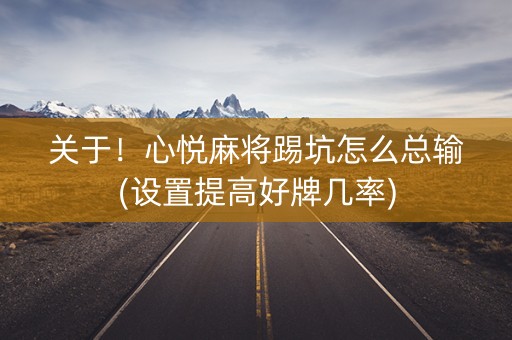 关于！心悦麻将踢坑怎么总输(设置提高好牌几率)