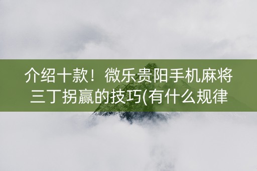 介绍十款！微乐贵阳手机麻将三丁拐赢的技巧(有什么规律吗)