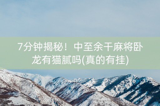 7分钟揭秘！中至余干麻将卧龙有猫腻吗(真的有挂)