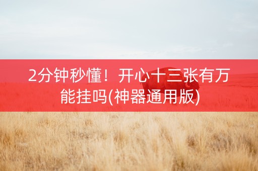 2分钟秒懂！开心十三张有万能挂吗(神器通用版)