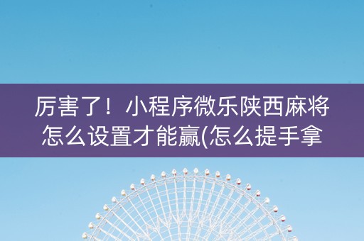 厉害了！小程序微乐陕西麻将怎么设置才能赢(怎么提手拿好牌)