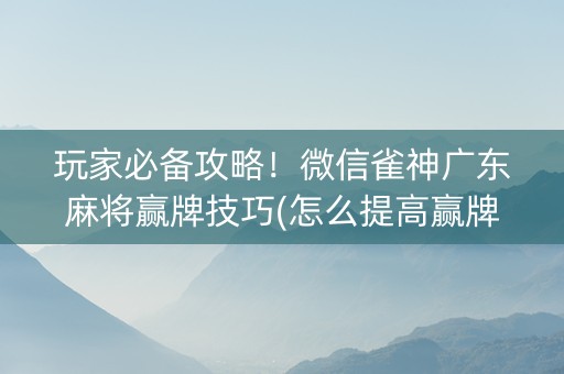 玩家必备攻略！微信雀神广东麻将赢牌技巧(怎么提高赢牌率)