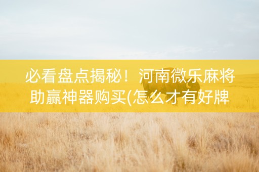 必看盘点揭秘！河南微乐麻将助赢神器购买(怎么才有好牌)