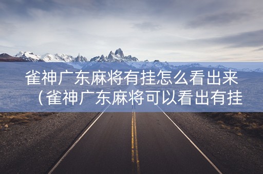 雀神广东麻将有挂怎么看出来（雀神广东麻将可以看出有挂吗）