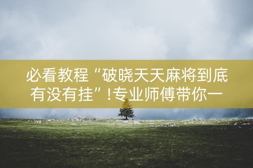 必看教程“破晓天天麻将到底有没有挂”!专业师傅带你一起了解（详细教程）-知乎
