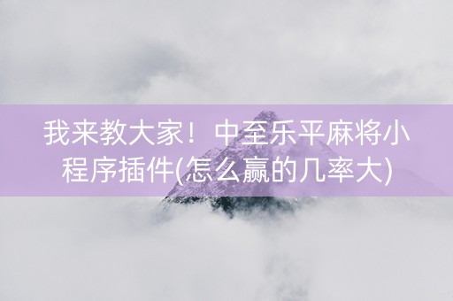 我来教大家！中至乐平麻将小程序插件(怎么赢的几率大)