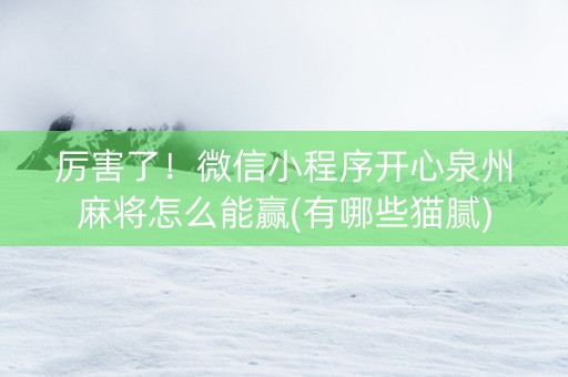 厉害了！微信小程序开心泉州麻将怎么能赢(有哪些猫腻)