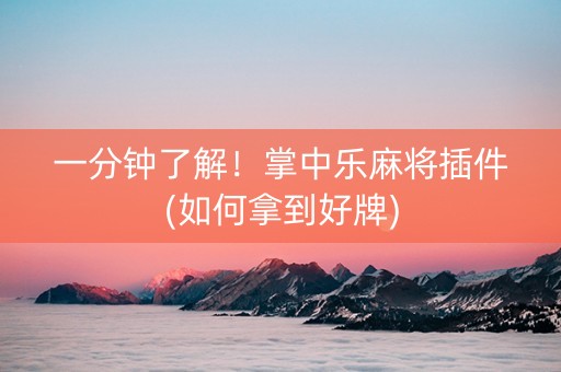 一分钟了解！掌中乐麻将插件(如何拿到好牌)