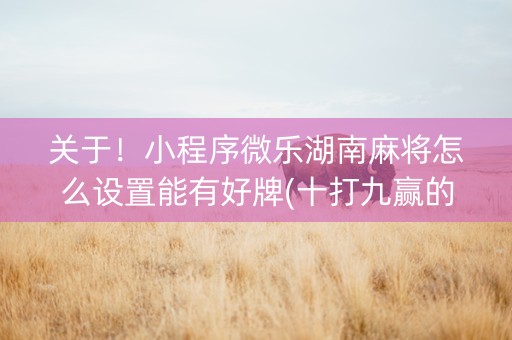 关于！小程序微乐湖南麻将怎么设置能有好牌(十打九赢的打法)
