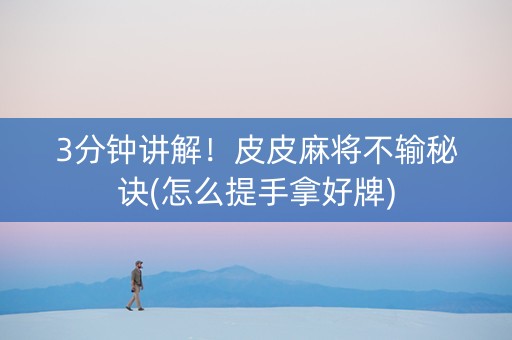 3分钟讲解！皮皮麻将不输秘诀(怎么提手拿好牌)