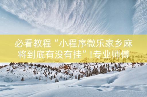 必看教程“小程序微乐家乡麻将到底有没有挂”!专业师傅带你一起了解（详细教程）-知乎